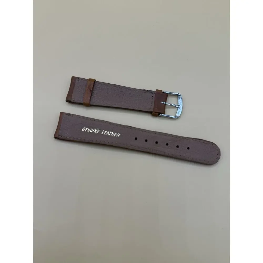 19mm KREISLER Genuine Shark Brown NOS Vintage Watch Band & Gold-Tone Buckle
